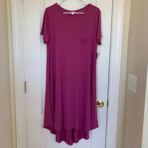 LuLaRoe Carly Dress: L Solid Fuchsia Pink